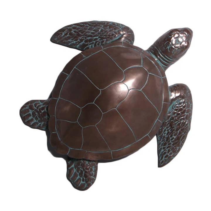 Sea Turtle Wall Mount Large Sculpture Verde Bronze for wholesale by Nautical Tropical Imports