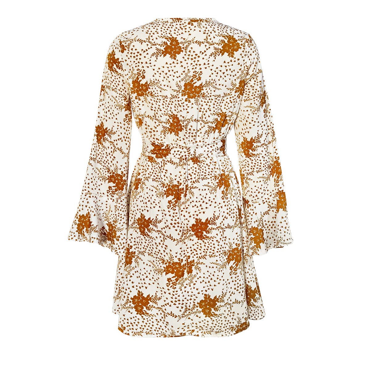 Lily Clothing - Wholesale Dress - Women's - Flared sleeve V-neck printed long-sleeved dress14