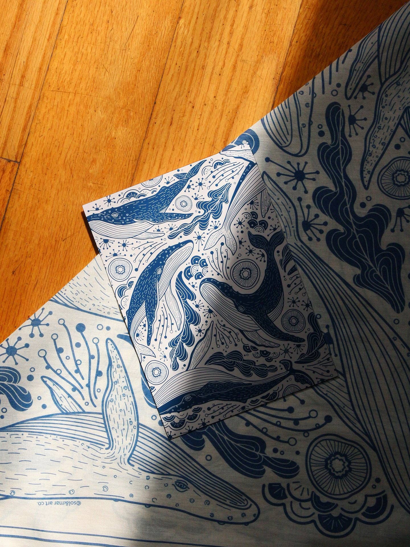 sol&mar art co. - Wholesale Bandana - Unisex - Whale, and the Ocean Bandana Scarf (Off-White)6