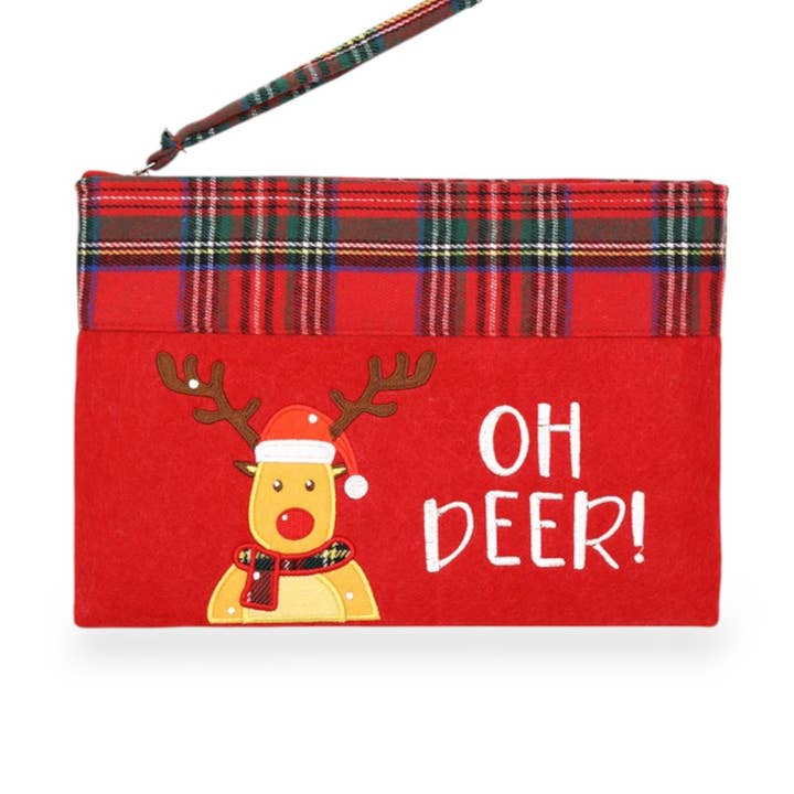Pochette de vacances en forme de renne brodé pour la vente par LA Jewelry Plaza