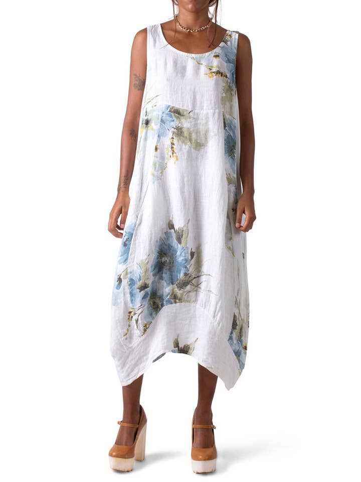 Gigi Moda - Wholesale Dress - Women's - Floral Linen Sleeveless Dress5
