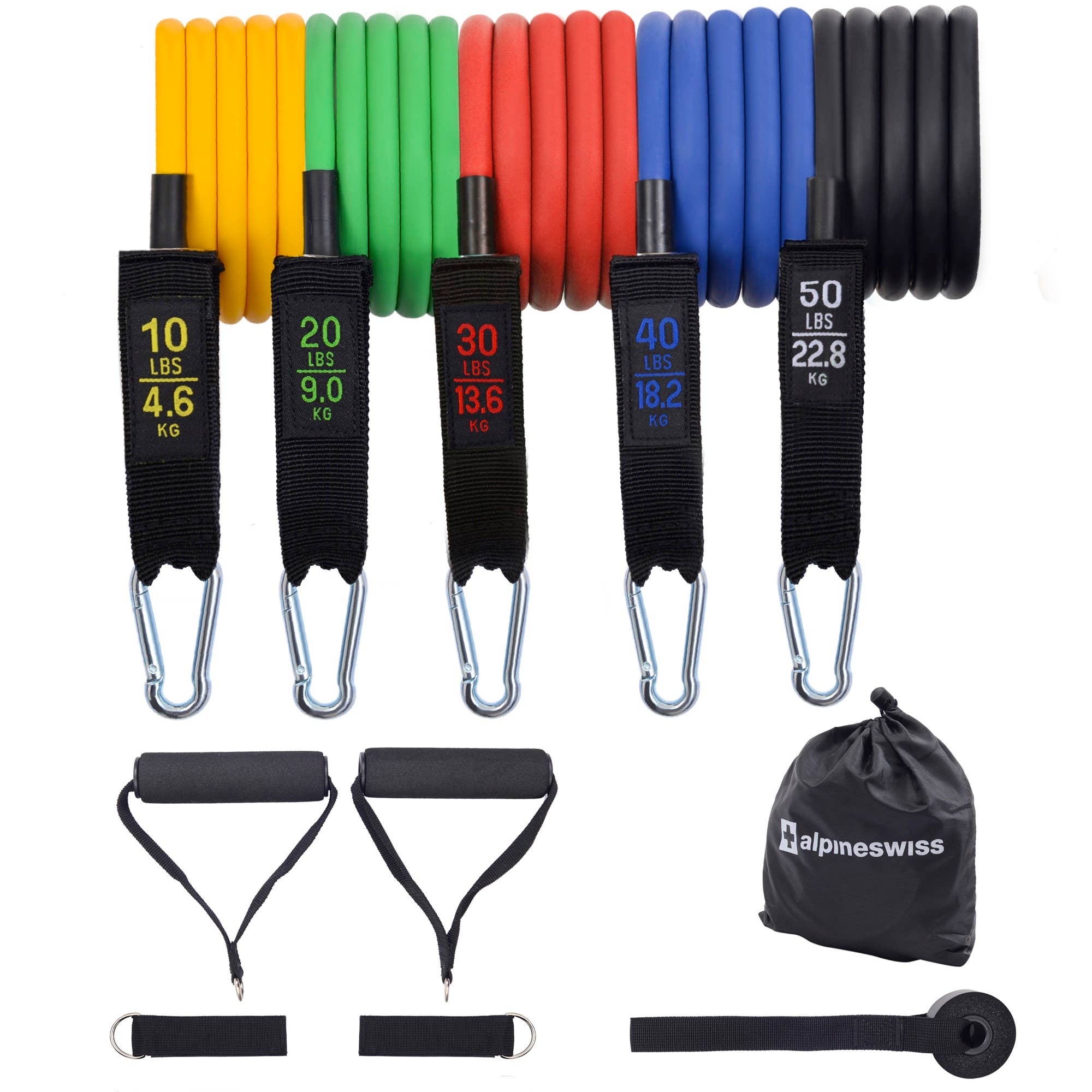 Alpine Swiss - Wholesale Fitness Equipment - Exercise Resistance Bands with Handles Workout Fitness Tube6