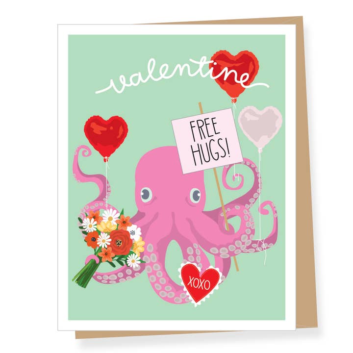 Apartment 2 Cards - Wholesale Valentine's Day Card - Octopus Hugs Valentine's Day Card