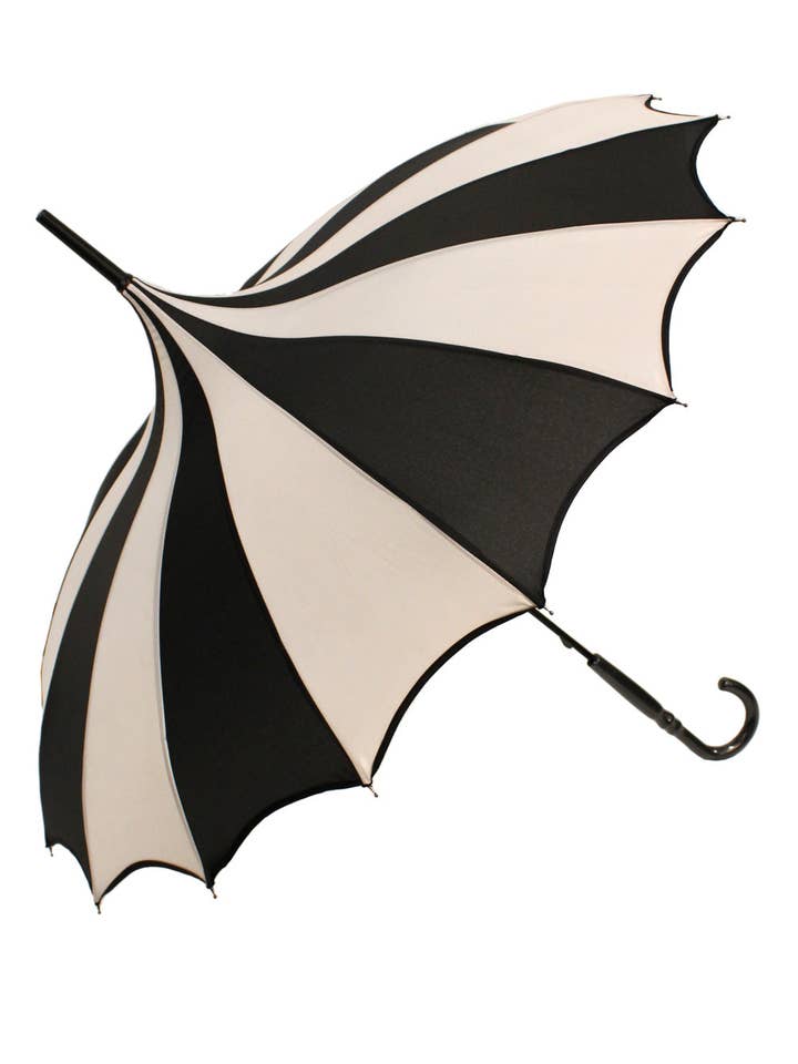 Ombrello Batwing Pagoda a Righe Nero/Bianco per la vendita all'ingrosso da parte di vampirefreaks