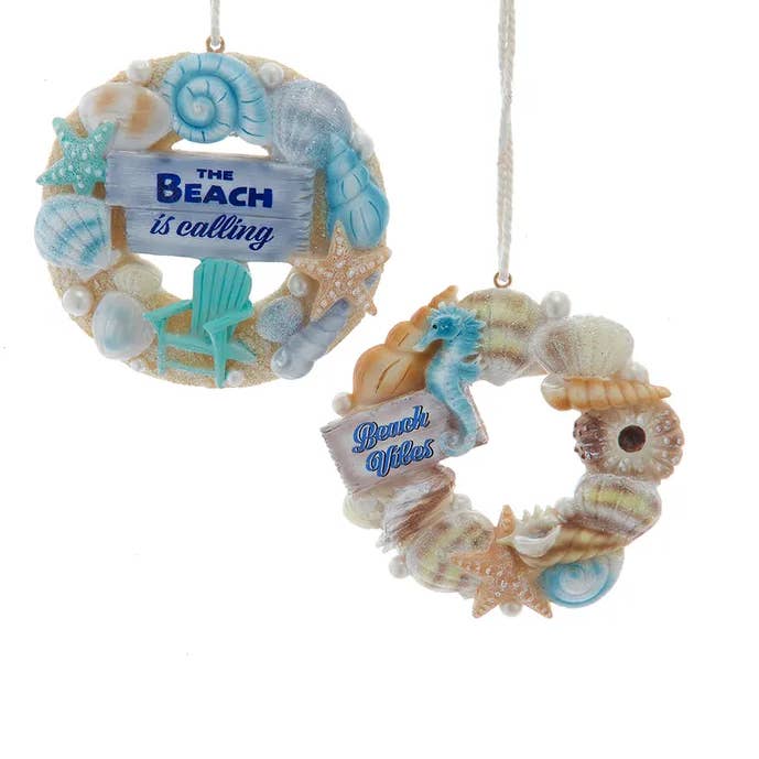 3.5" Beach Seashell Wreath Ornament 2 Assorted for wholesale by Kurt S. Adler, Inc.