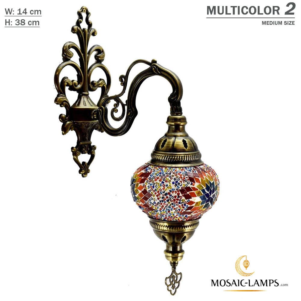 Mosaic Lamps - Wholesale Sconce - Turkish Mosaic Single Medium Globe Wall Lamp, Traditional Moroccan Vintage Ceiling Sconce, Handmade Marrakech Bedroom Living Room Wall Lights9
