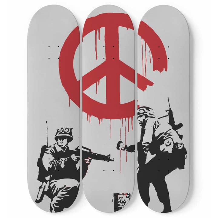 Peace Soldier 3 Set of Skateboard Deck Wall Art, Hanged Room Decoration, Custom Unique Gift for wholesale by SkateboardArtsy