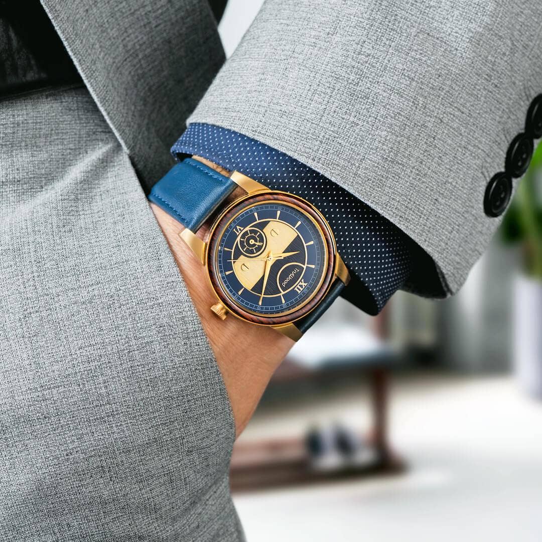 TruWood – wholesale Wrist watch – Men's – Columbus Leather Strap Wooden Watch for Men2