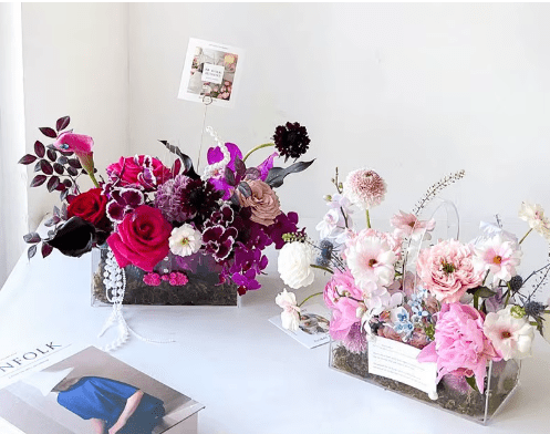 Elegant Design Supply – wholesale Gift box – Clear Acrylic Flower Display Gift Basket4