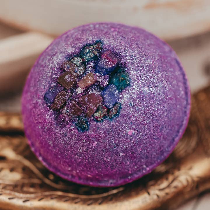 Mystic Topaz Druzy Charm Vegan Bath Bomb for wholesale by Pure Poetry Cosmetics