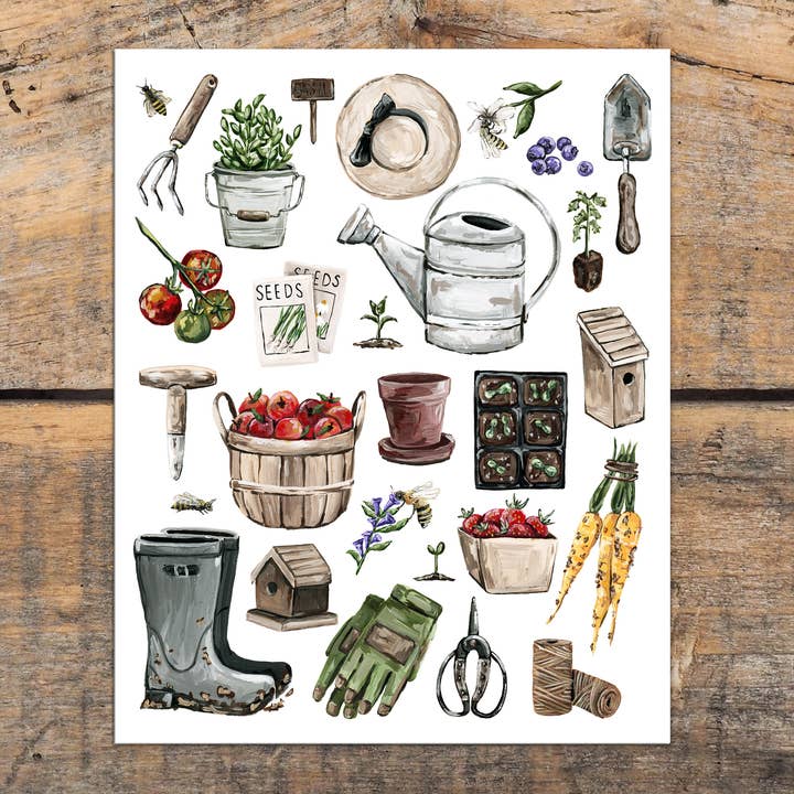 All Things Gardening Art Print for wholesale by The Cranberry Finch