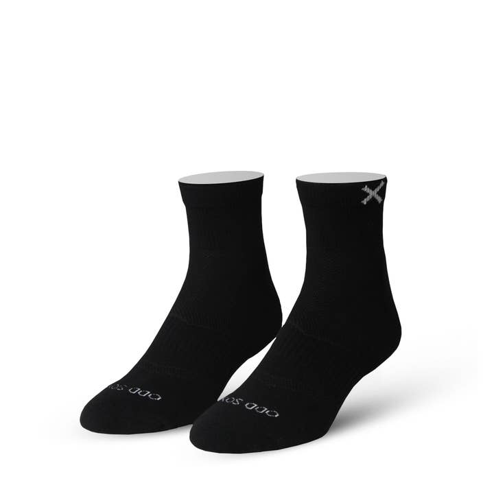 Cotton Basix Quarter Black 3 Pack Knit Socks for wholesale by Odd Sox
