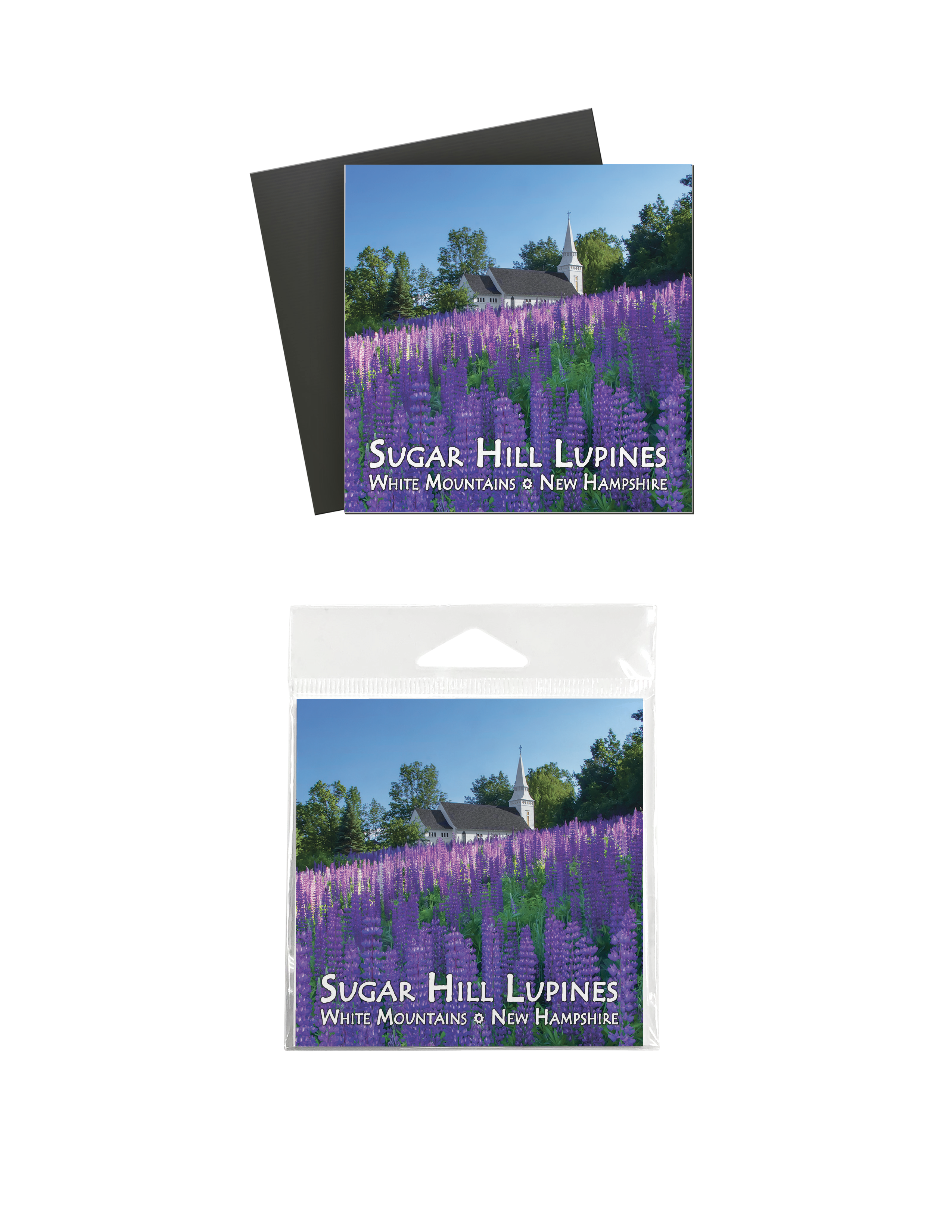White Mountain Images - Wholesale Magnet - 7516 -  Lupine Church Sugar Hill Magnet1