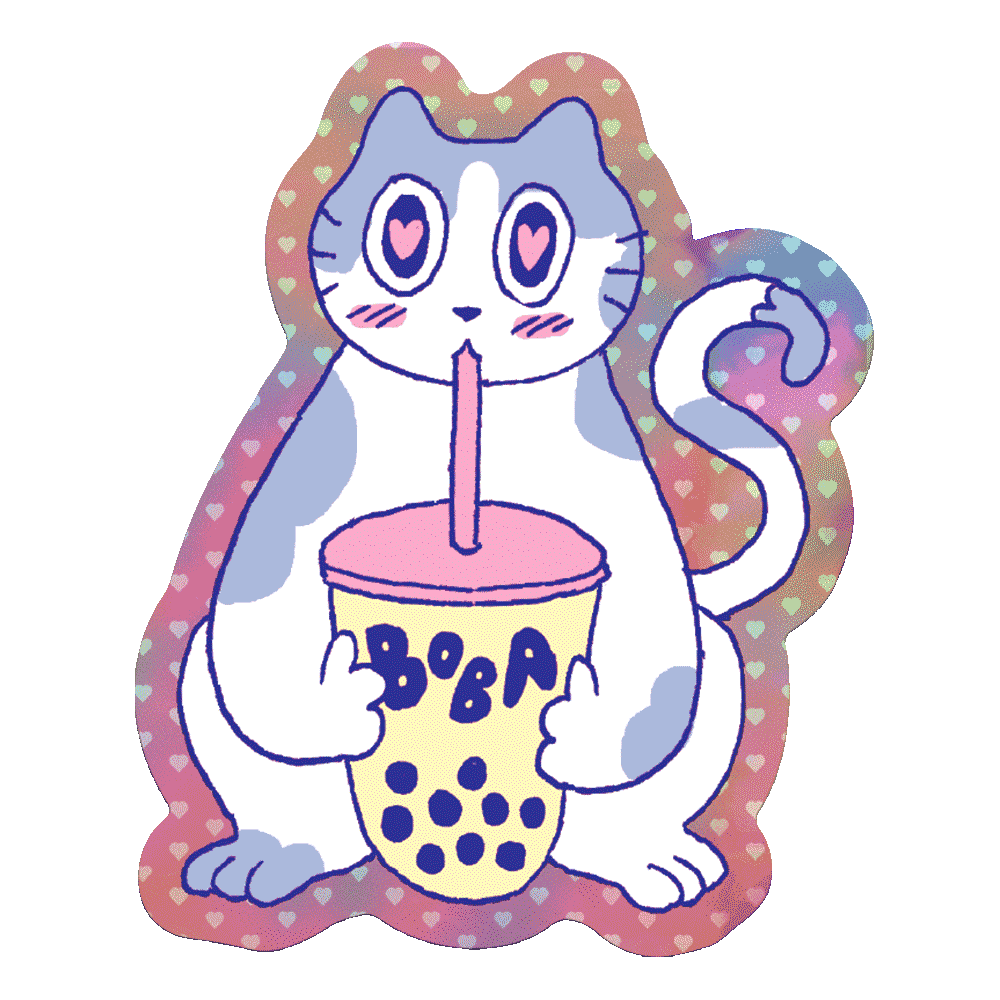 Apply Stickers - Wholesale Sticker - Boba Cat by Apply - Die-Cut Sticker1