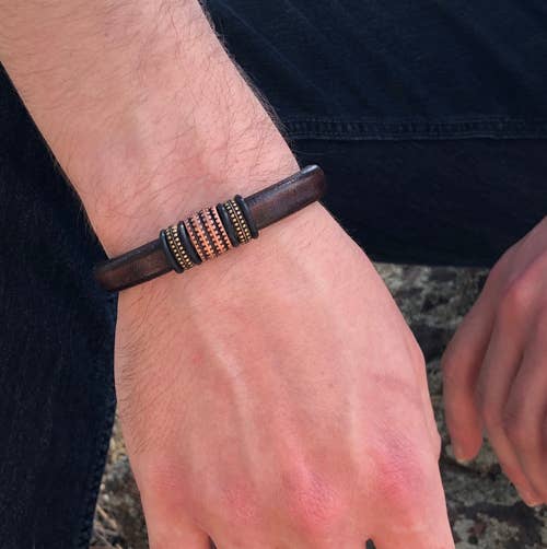 The Essence of Silver - Vente Bracelet jonc - Bracelet en cuir pour homme, bracelet pour femme, Renegade, cuivre2