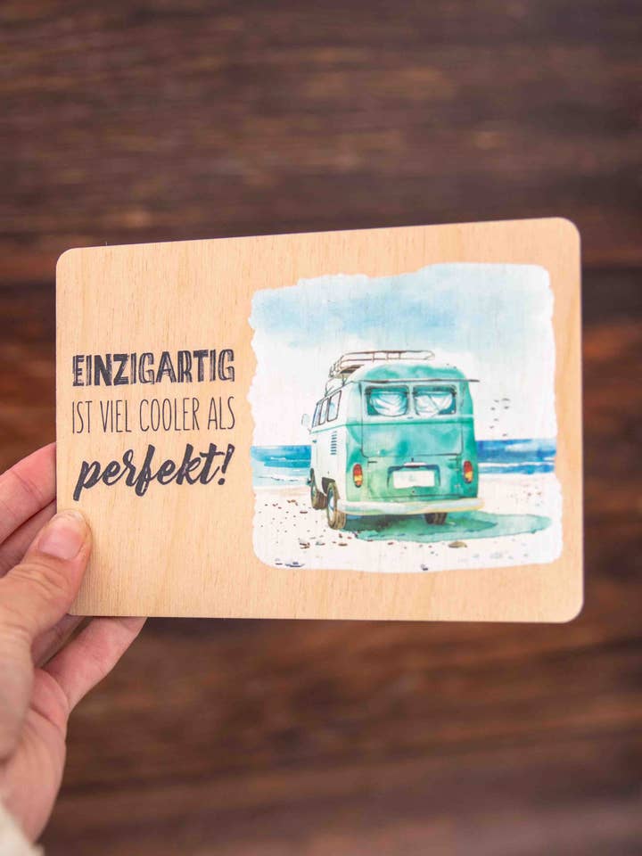 Postcard Unique is much cooler than perfect - Camping for wholesale by HANDMADE von Mia FÜR DICH