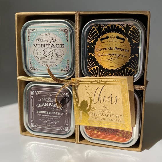 Creative Energy Candles - Wholesale Travel Candles - Cheers Gift Set | 2-in-1 Soy Lotion Candles1
