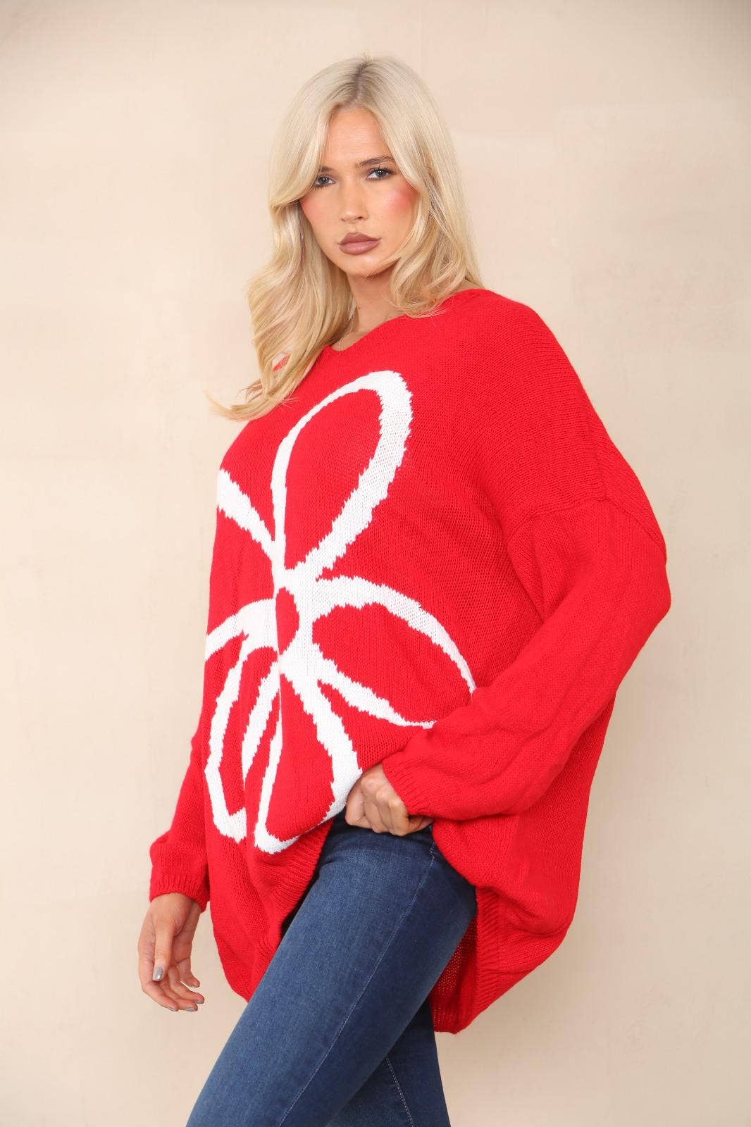 Miss Bold - Wholesale Tunic Sweater - Women's - Italian Oversized Floral Print Knitted Jumper Top32