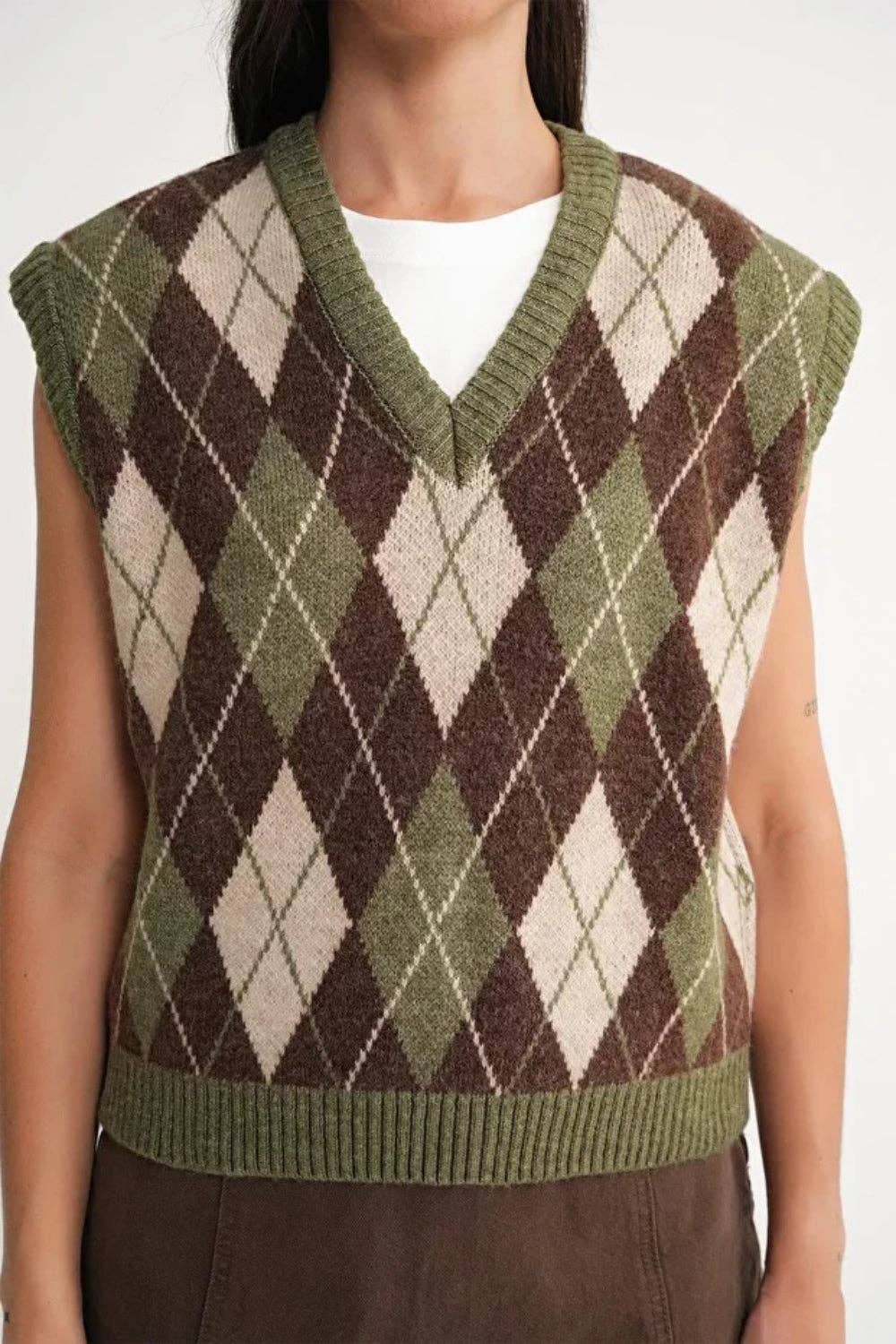 Hoxton Gal - Vendita all'ingrosso Maglione smanicato - Donna - Gilet Maglia a Motivo Argyle7