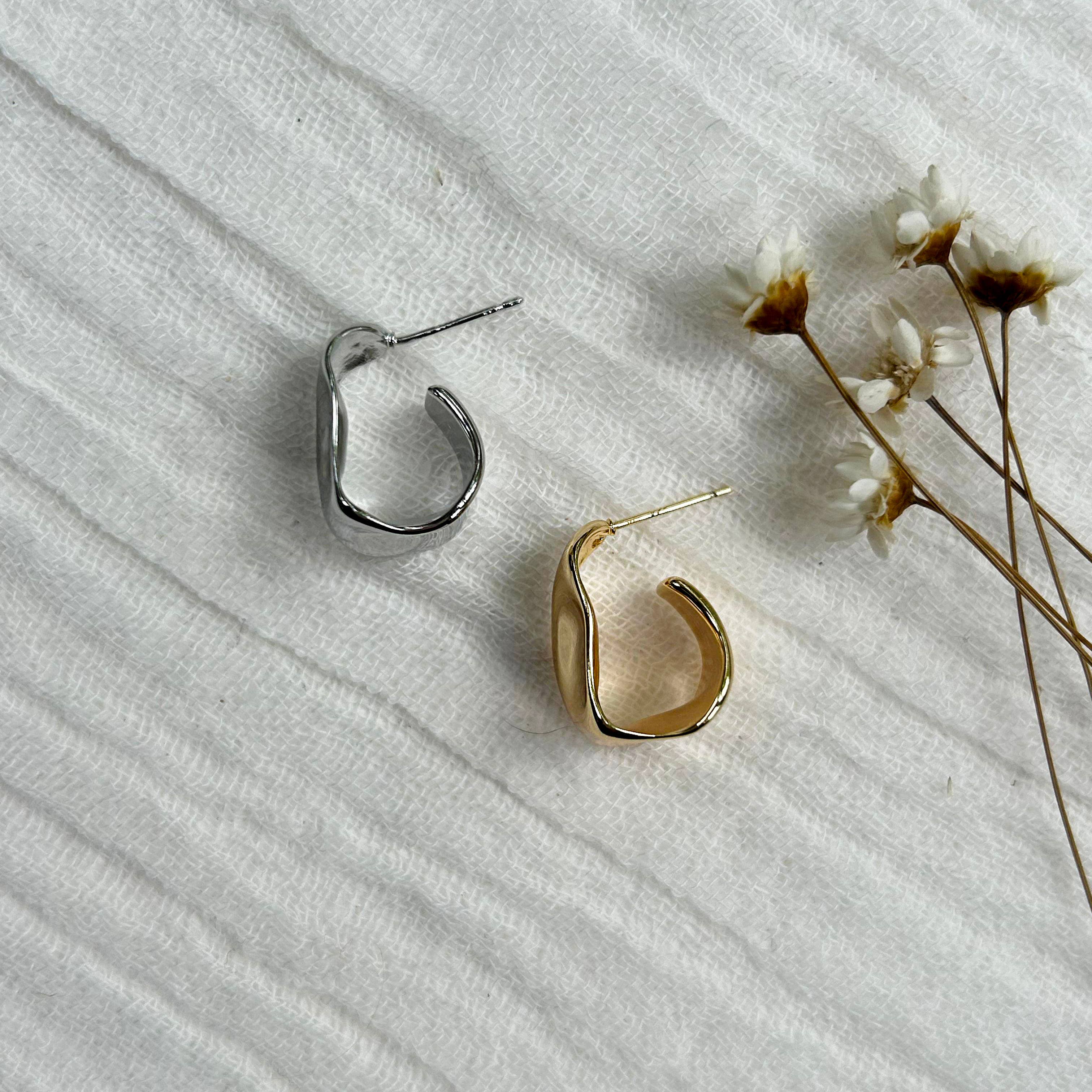 KARA | TOZER - Wholesale Hoop Earrings - Chunky Teardrop Statement Half Hoops2