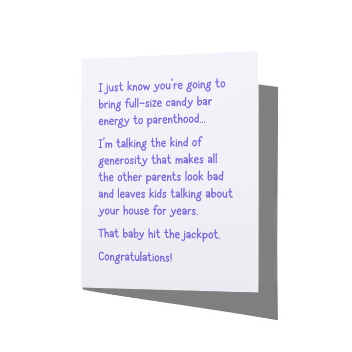 Candy Bar Energy Funny New Baby Card and other Purchase Wholesale full size candy bars. Free Returns & Net 60 Terms on Faire trending on Faire.