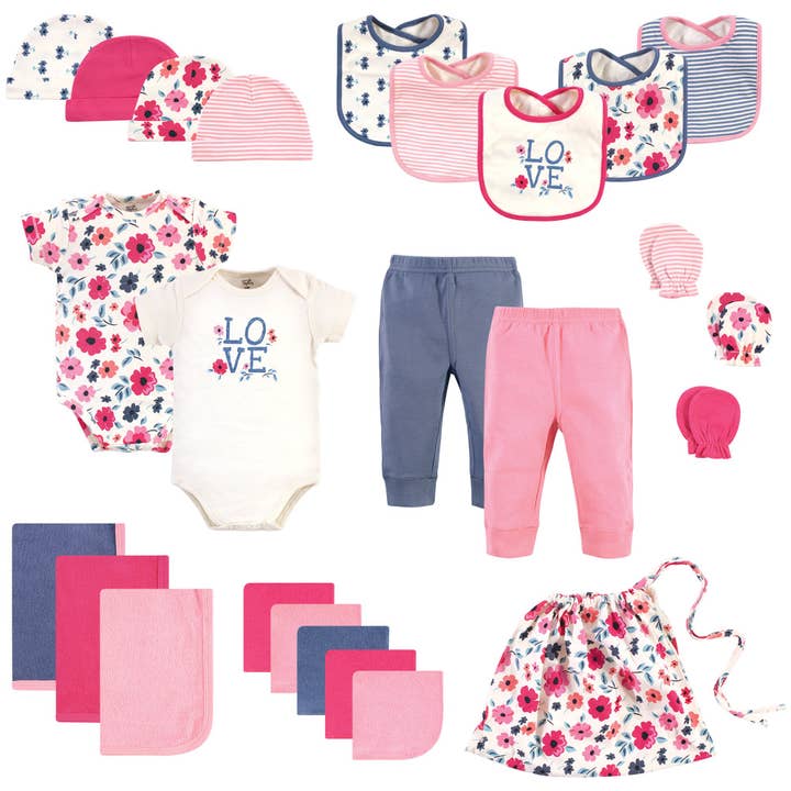 Ensemble de lames en coton biologique Touched by Nature et coffret cadeau, Blue Garden Floral pour la vente par BabyVision