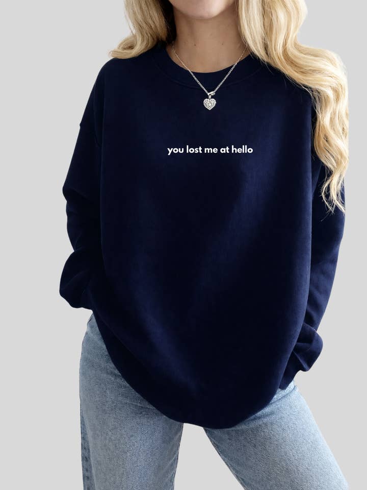 Tu m'as perdu à "bonjour Pull à col rond douillet". pour la vente par Blonde Ambition | Jewelry | Valentines Gift & Sweaters