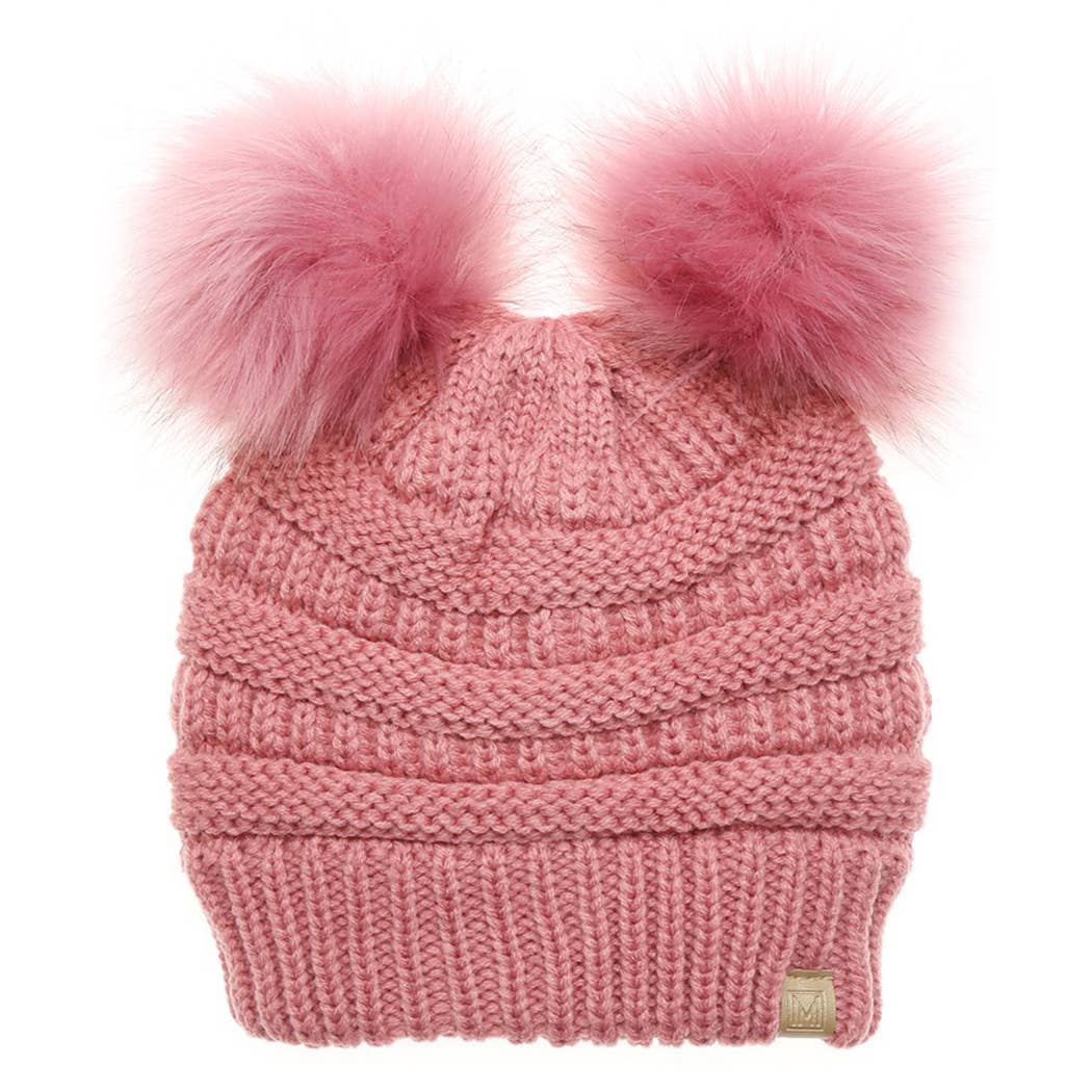 Fashion City - Vendita all'ingrosso Berretto - Bambini - Berretto invernale per bambini con doppio pompon3