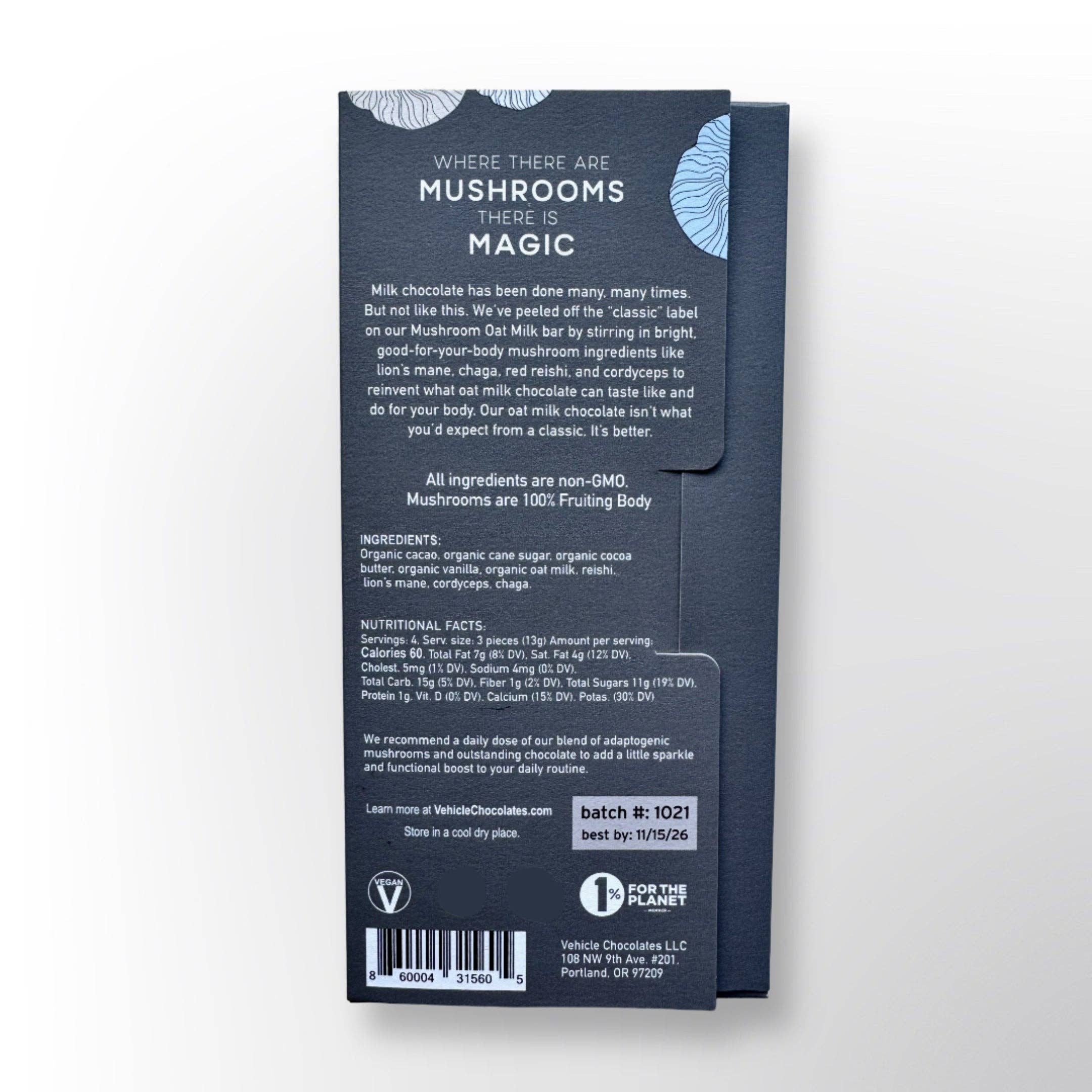 Vehicle Chocolates - Wholesale Chocolate Bar - Mushroom Oat Milk Chocolate Bar1
