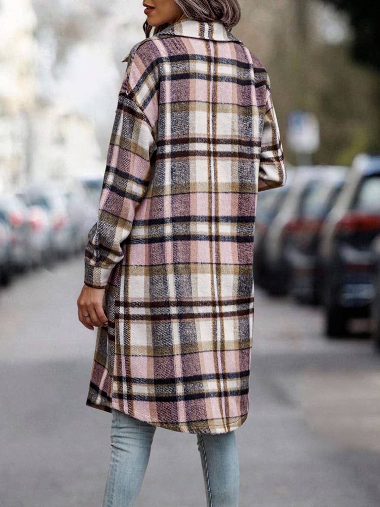 eLook - Wholesale Coat - Women's - SZ1-JK8211 Plaid Button Down Long Coat20