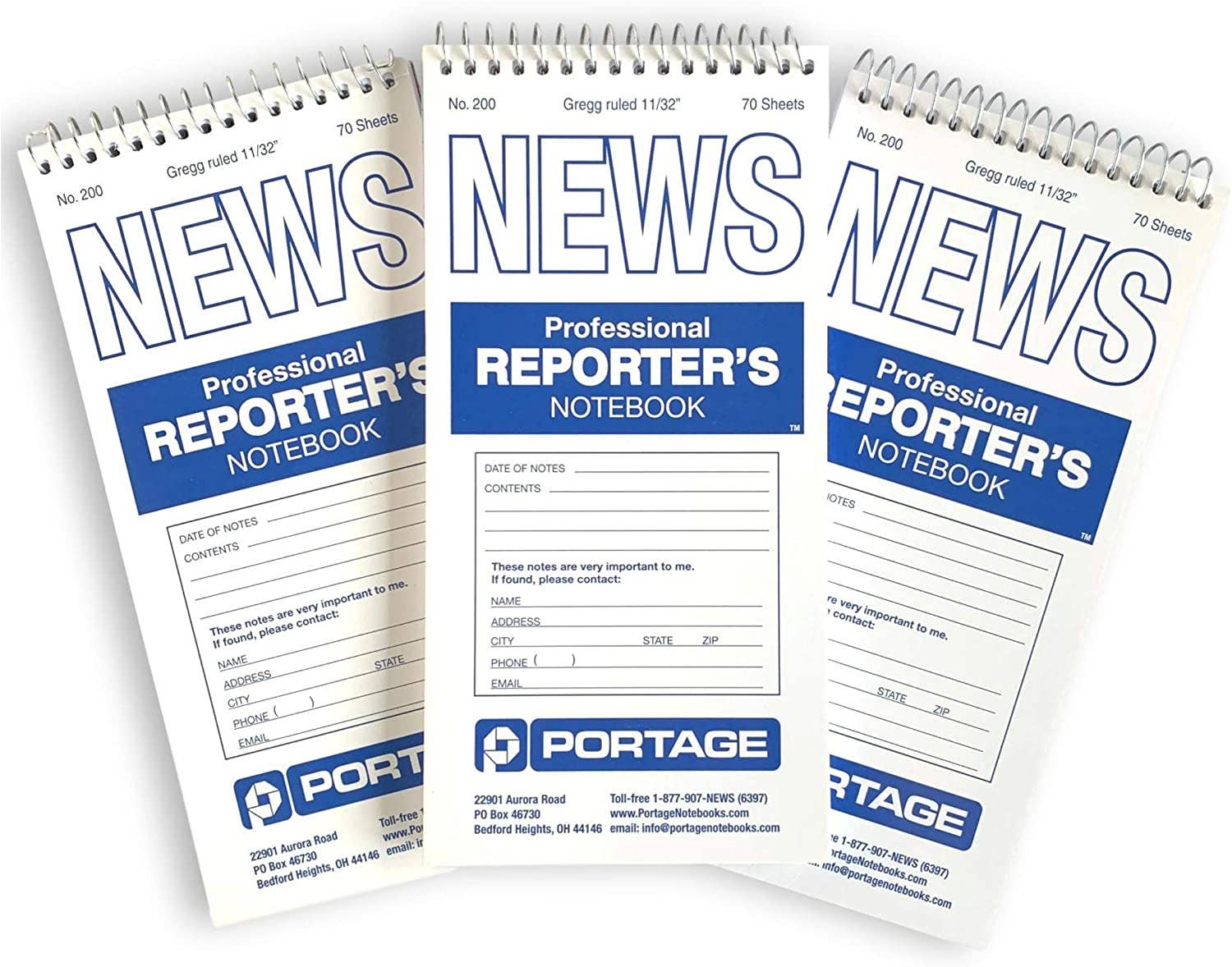 Portage Notebooks - Wholesale Notebook - #200 Reporter Notebook Spiral Top Bound - 4" x 8"0