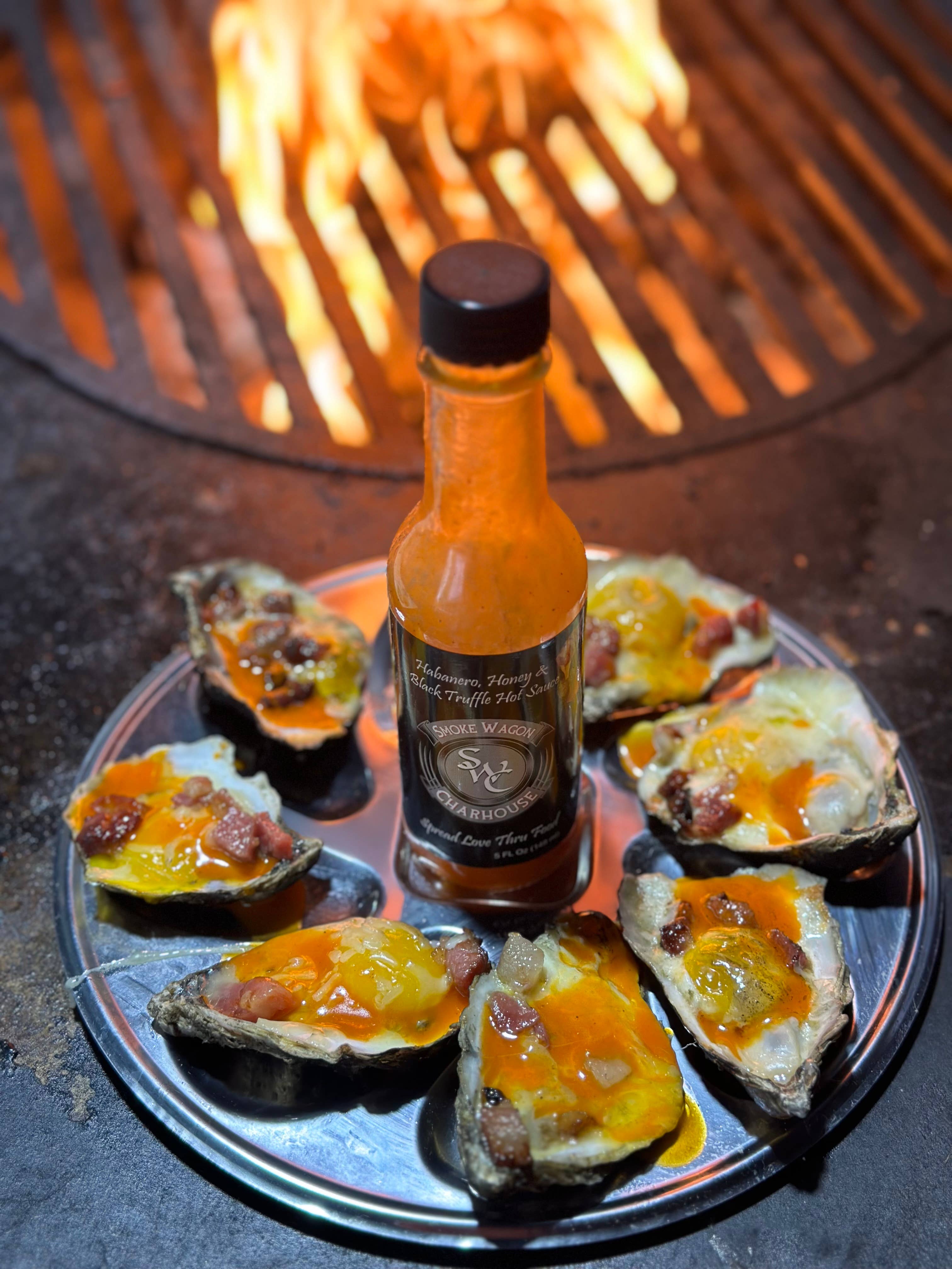 Smoke Wagon Charhouse (SWC) - Wholesale Hot Sauce - SWC Habanero, Honey & Black Truffle Hot Sauce3