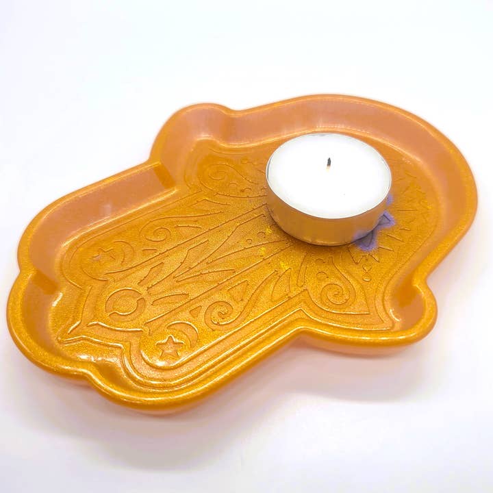 Slightly Askew Art - Wholesale Jewelry Dish - Hamsa Hand Trinket Dish - Made with Resin & Color-Shift Mica27
