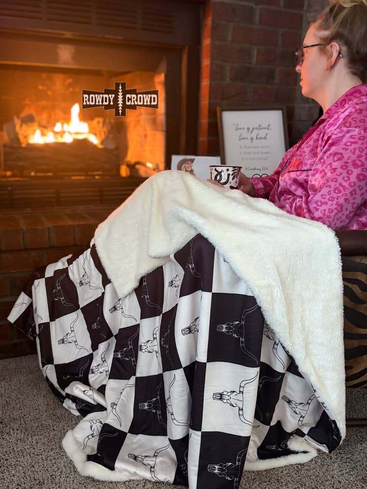 Cozy Checkered Blanket for wholesale by Rowdy Crowd Clothing