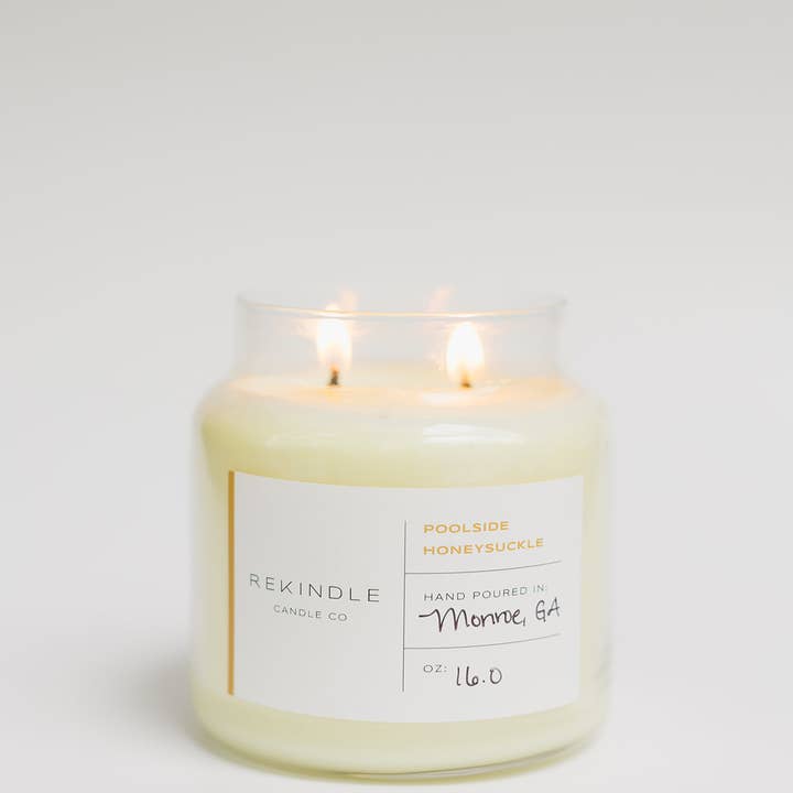 Rekindle Candle Co - Wholesale Jar/Filled Candle - Poolside Honeysuckle Cotton Wick Soy Candle