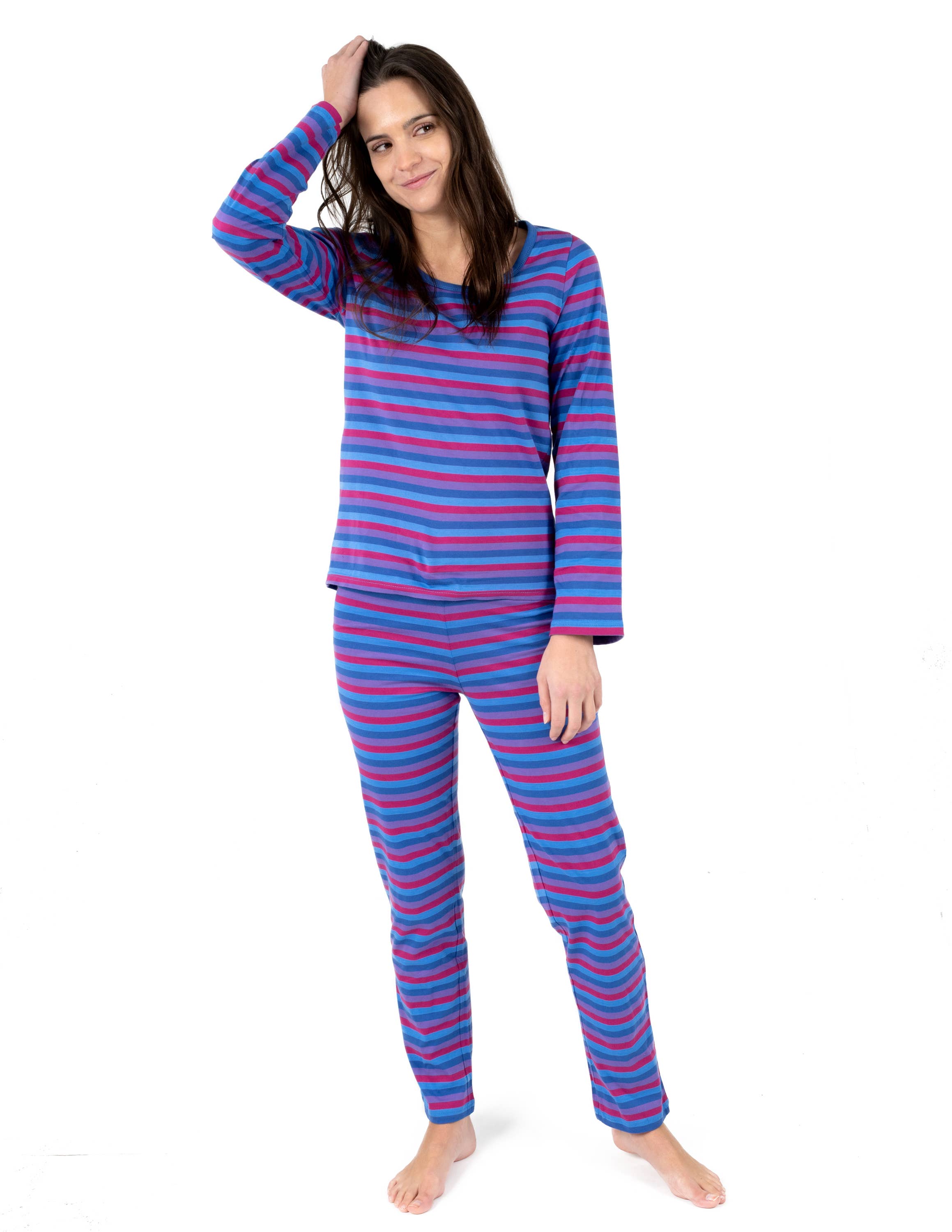 Leveret Pajamas - Wholesale Sleepwear Set - Women's - Womens Two Piece Cotton Pajamas Stripes18