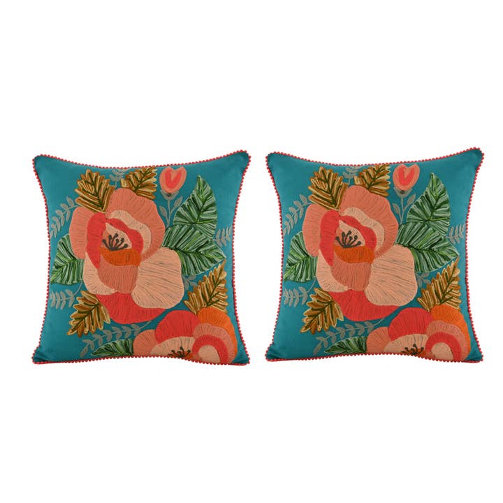 2ABFLCC18_PBPK S/2 FINASTE BLOMMA DUK KUDDE 18X18 för wholesale av Karma Living