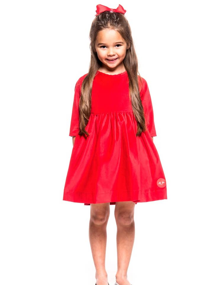 Cherry Red Velvet Winnie for wholesale by Smiling Button