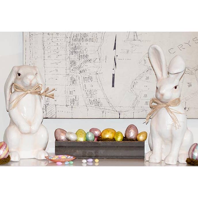 Dekorasyon Gifts Decor - Wholesale Decorative Figurine - 16.5" & 21" Tall Paper Mache Bunny Rabbit Set/2 (Pink)2