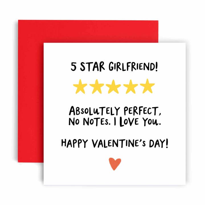 5 Star Girlfriend No Notes Happy Valentine’s Day Card for wholesale by Huxters