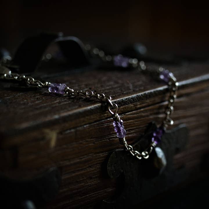 Pulseira de prata esterlina com contas de ametista facetadas por atacado de RoxyLab