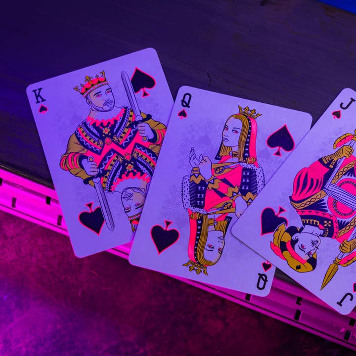 Card-Addiction.com - Wholesale Playing Cards - Bicycle NEON Pink Playing Cards (Star-Fire Pink) GLOWS in UV1