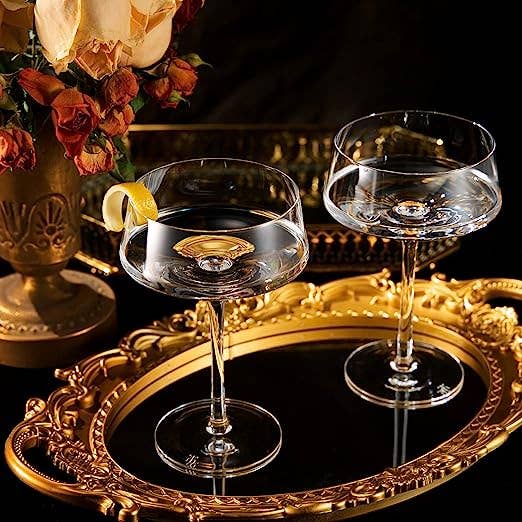 The Wine Savant / Khen Glassware - Vendita all'ingrosso Bicchieri da cocktail/superalcolici - Set di 2 bicchieri da Martini | 10 once | Martini in cristallo con cucchiaio3