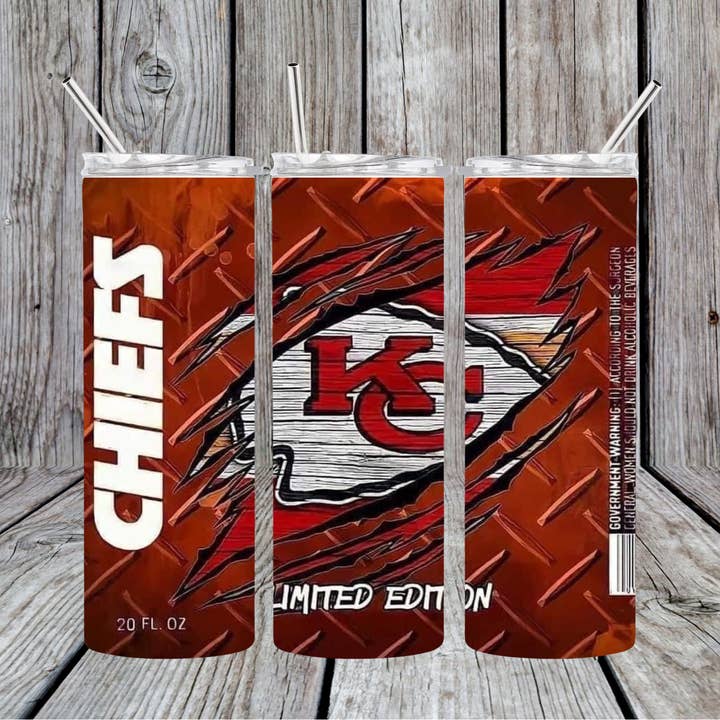 KC Chiefs football limited edition 20oz Skinny Tumbler for wholesale by Dogwood Graphics & Design