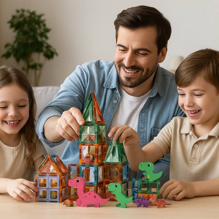 Marissa's Gifts - Wholesale Building Set - Kids - 98-Piece Magnetic Blocks with Dinosaurs – Educational STEM Building Toy Set6