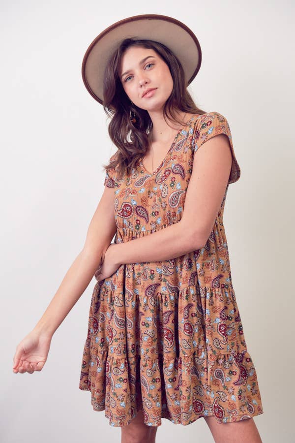 JADE BY JANE – wholesale Klänning - Dam – PAISLEY PRINT VNECK BABYDOLL-KLÄNNING - Bohemisk Stil11