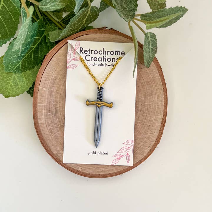 Silver sword necklace | 18" chain for wholesale by Retrochrome Creations