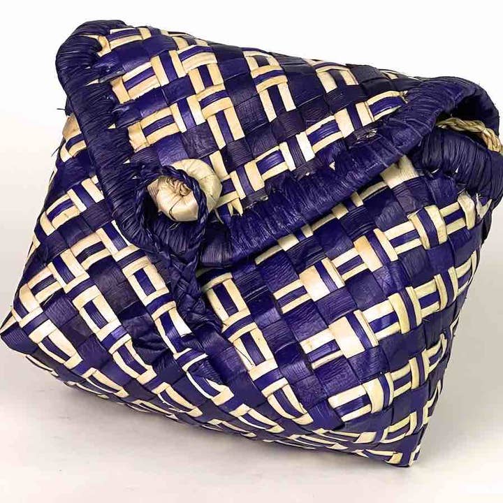 Small Colorful Handwoven Pandan Straw Box Purse for wholesale by The Niger Bend