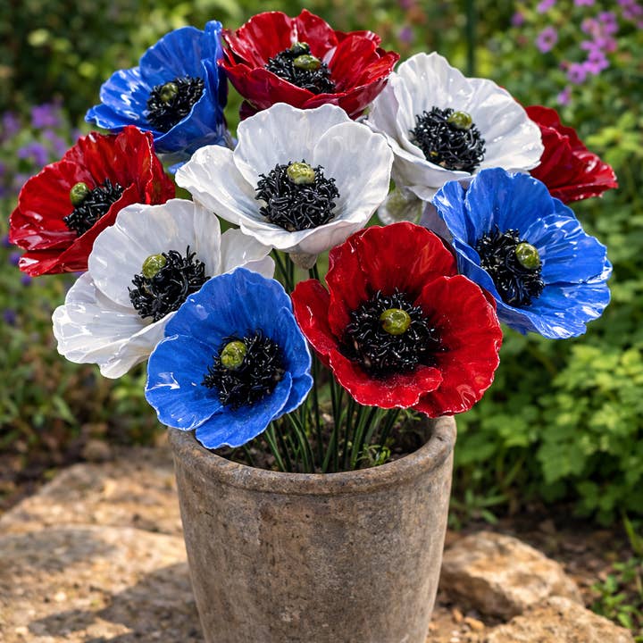 Italian Flower Ceramic Poppy Stem 7cm – Capodimonte per la vendita all'ingrosso da parte di LUEM ART ceramiche e porcellane di Capodimonte Made In Italy