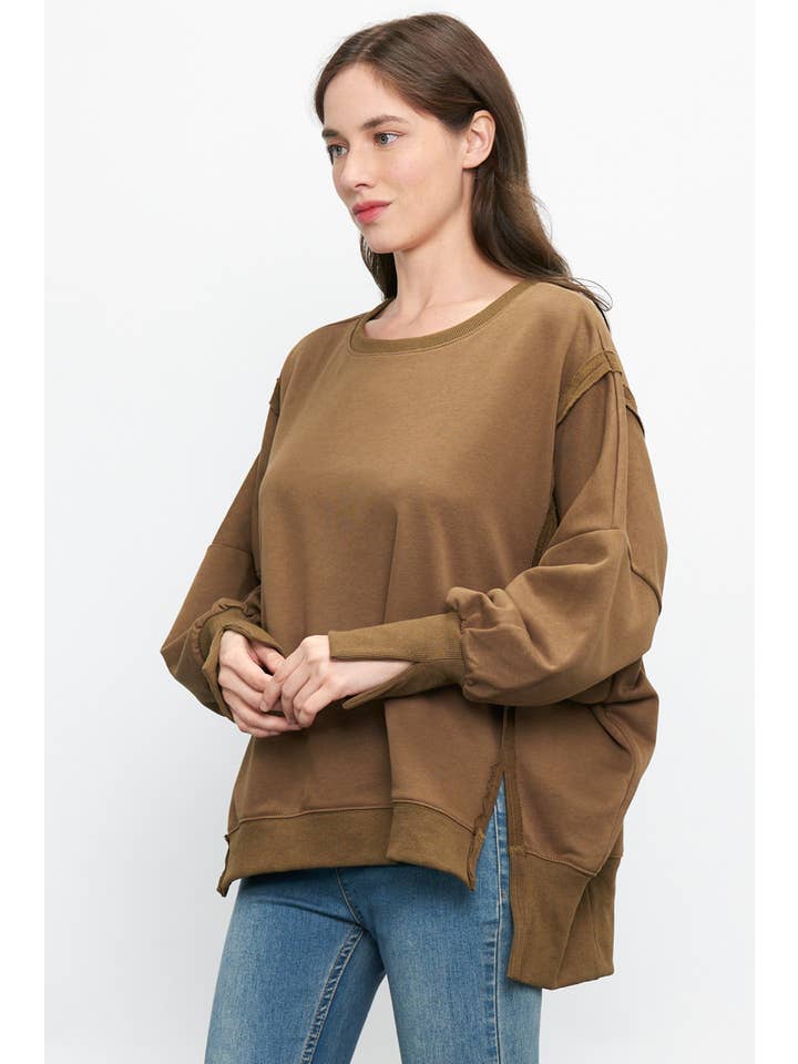 Newbury Kustom - Wholesale Sweatshirt - Women's - 50965 - BOXY FIT SEAM DETAIL SWEATSHIRTS54